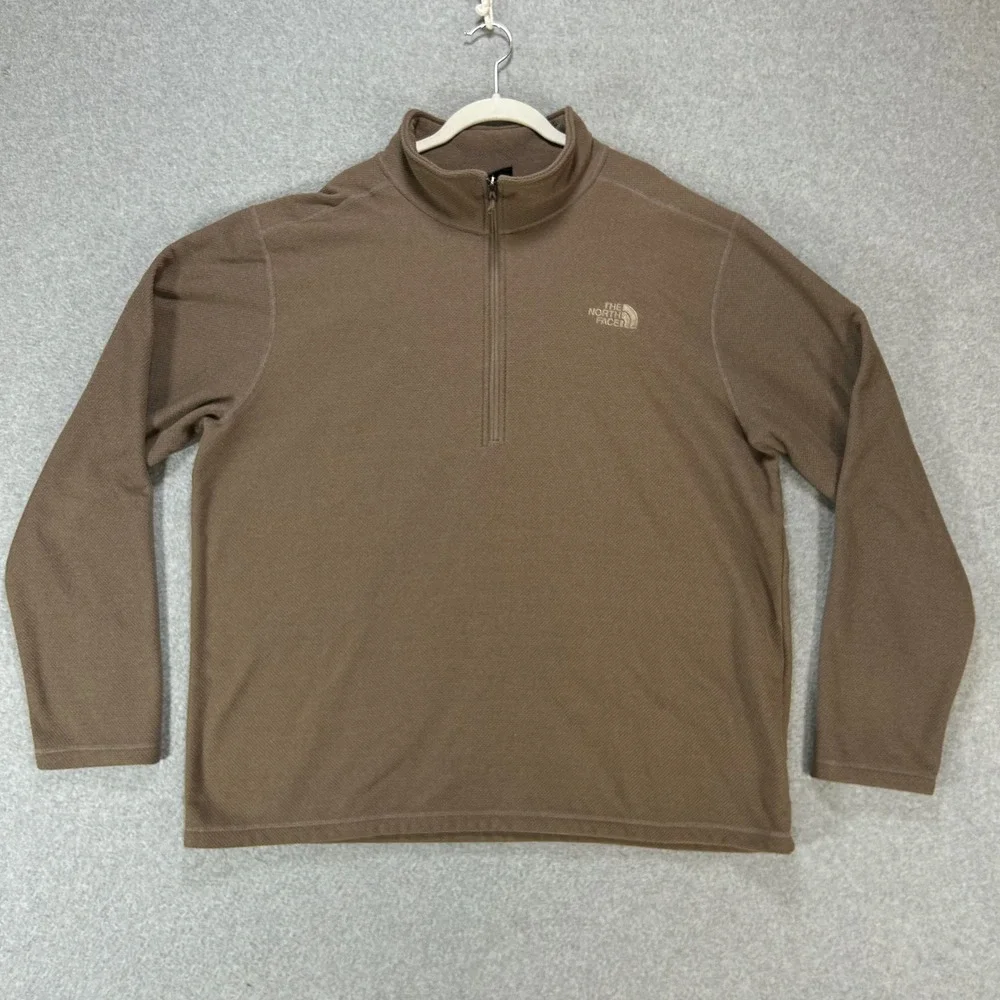 The North Face Pullover 1/4 Zip Mens XXL Brown Waffle Fleece Hiking Outdoor